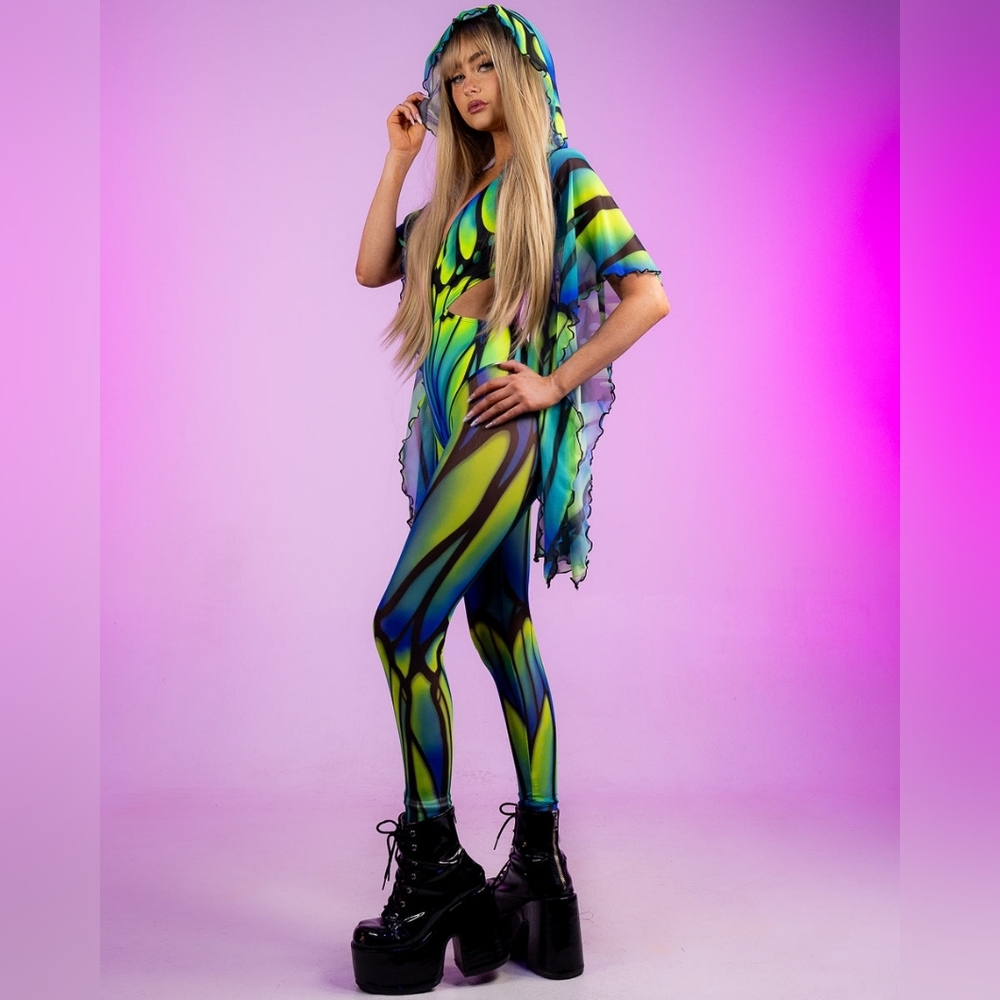 Candy Catz Flutter Fairy Hooded Jumpsuit Festival / HALLOWEEN - Picture 3 of 9
